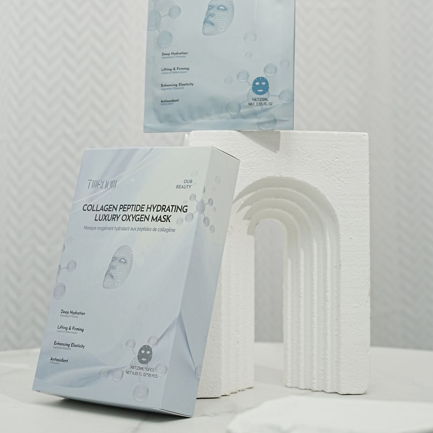 Masque Tissu Oxygénant Hydratant aux Peptides de Collagène
