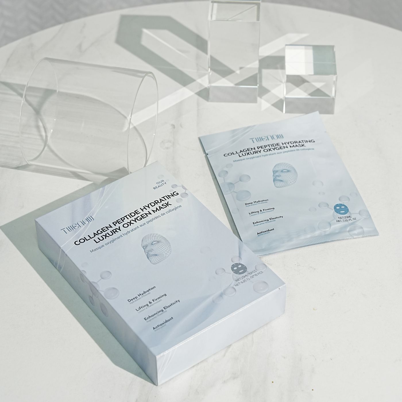 Masque Tissu Oxygénant Hydratant aux Peptides de Collagène
